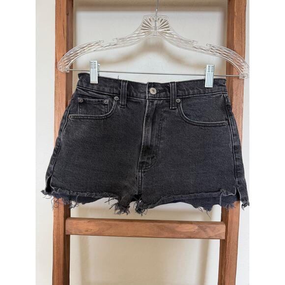 Abercrombie and Fitch- black Jean Shorts- high rise mom shorts - Picture 1 of 3